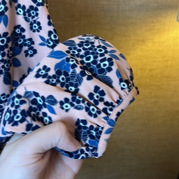 J. Crew Size 4 Surplice Peplum Floral Top Pink Blue Spring Flowers Tailored - Picture 4 of 9